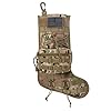 Tactical Christmas Stocking with Flag Patch MOLLE Webbing Zip Pocket MOLLE Clips Gift for Veterans Military Patriotic and Outdoorsy People Khaki Camouflage