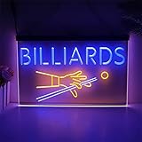 REWIS Letrero de neón LED de Billar para decoración de Pared, Luces de neón con atenuación alimentadas por USB, para Sala de Billar, Letrero artístico para Fiesta de Billar, 40 x 30 cm,Blue Yellow,E