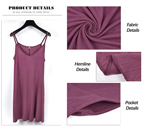 Image of MISFAY Women's Summer Spaghetti Strap Casual Beach Cover Up Dress with Pockets