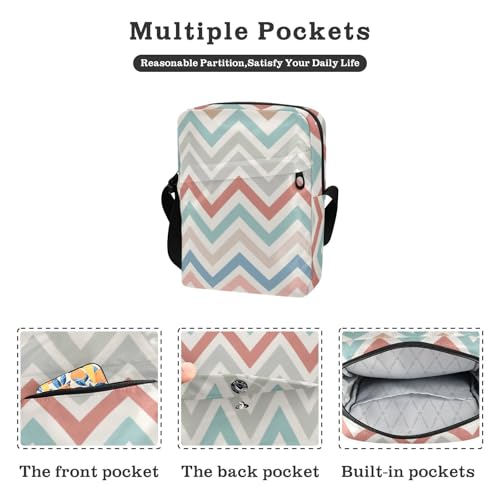 Exotic Geometric Zigzag Waves messenger bag for women mens shoulder bags crossbody Woman Cross Body Purse Adjustable Strap for Outdoor Daily work2