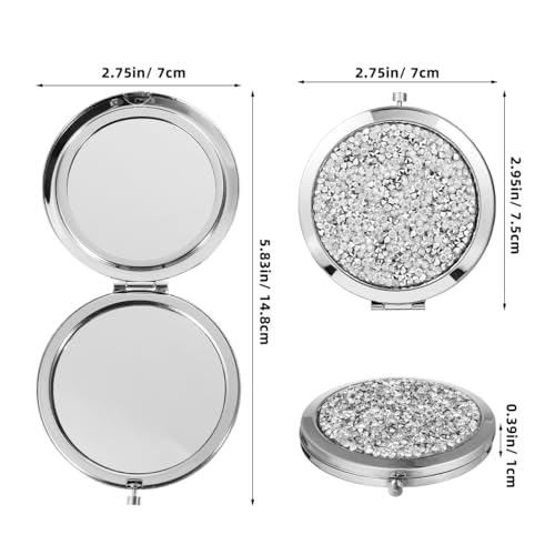 Espejo compacto redondo doble cara pequeño portátil miniatura 2