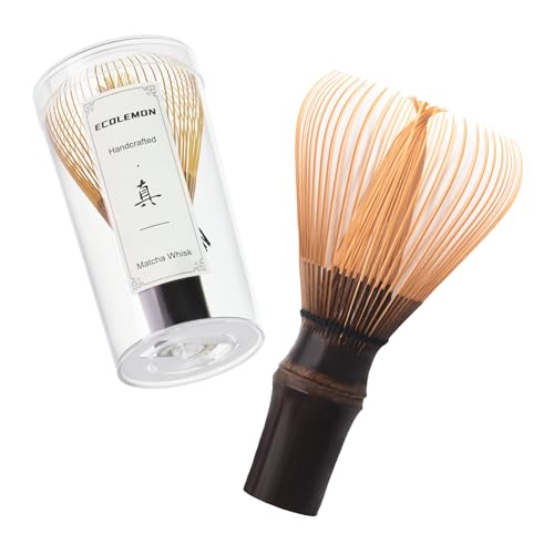 ECOLEMON Handcrafted Kurotake Shin Chasen Matcha Whisk (1-Piece) Matcha Wisk for Ceremonial Grade Matcha Powder Dark Bamboo Whisk Artisan Made Ceremonial-Grade Macha Whisks