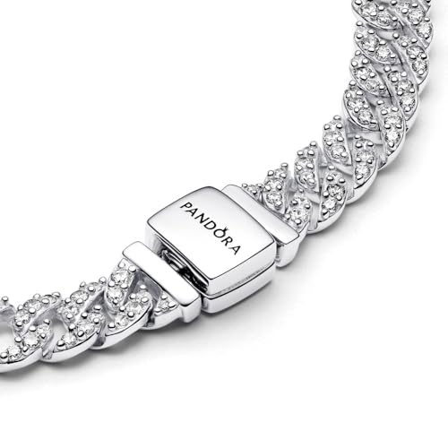 PANDORA Timeless Pavé Cuban Chain Bracelet - Sterling Silver Bracelet with Cubic Zirconia - Jewelry for Women - Includes Gift Box3