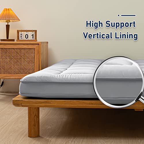 Maxyoyo Japanese Floor Mattress Futon Mattress Full Size Sleeping Mats For Adults Foldable Mattress Plaid Checkered Shikibuton Floor Mattress Grid Full Bed Mattress Pad Roll Up Mattress, Grey #TOP7