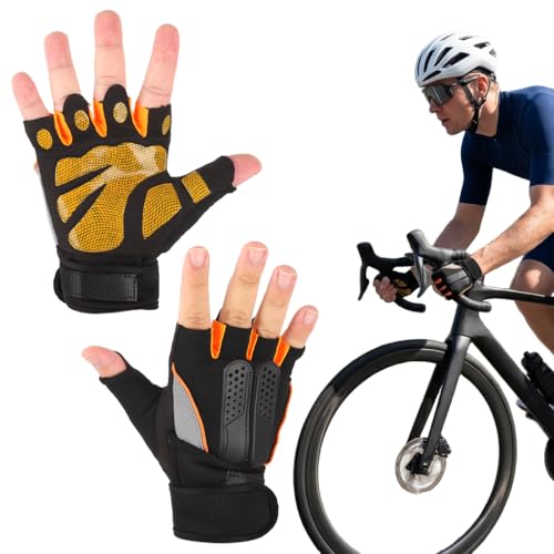 Image of PROBEROS Gym Gloves, Fitness Weightlifting Gloves with Wrist Support, Half Finger Gym Gloves for Men & Women, Padded Anti-Slip Palm Workout Gloves for Weightlifting, Training, Cycling-M