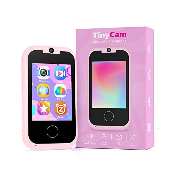 Prysyedawn Kids Smart Phone for Girls, Christmas Birthday Gifts for Girls Age 3-6, MP3 Music Player with Dual Camera, Toddler Touchscreen Phone Learning Toy for 3 4 5 6 Year Old Girl with SD Card-Pink
