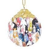 RRhgipp Colorido árbol de Navidad redondo de cristal con diseño de caballos de dibujos animados, regalo de Navidad para amigos, decoración del hogar 2025, feliz año nuevo