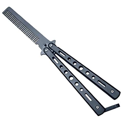 Harlorki Sport Indoor Outdoor Use Mini Portable Foldable Stainless Steel Practice Training Butterfly Comb Hair Styling Tools Accessory Cover