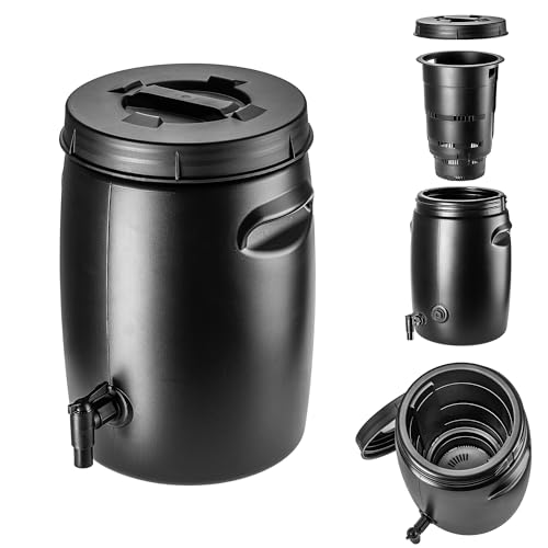 KADAX Fût pour la fabrication engrais organique, réservoir en plastique, réservoir d'engrais pour la fabrication de jugulaire (noir, 25 l)