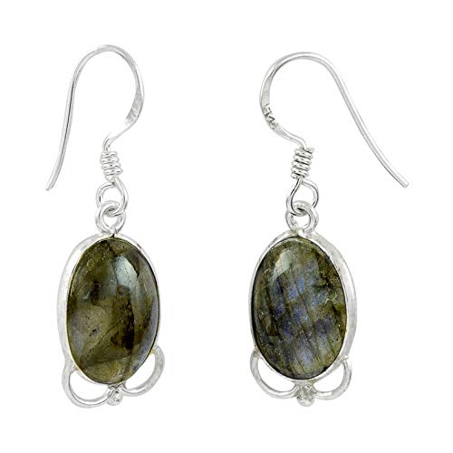 Boucles d'oreilles labradorite en argent sterling 925 anti-allergie pour peaux sensibles