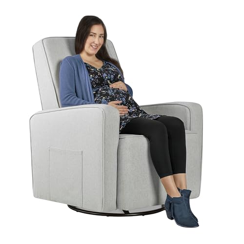 Evolur Holland Upholstered Plush Seating Glider Swivel Glider Chair for Nursery in Harbor Modern Nursery Glider Tool Free Assembly Easy to Clean Environmentally Conscious Glider