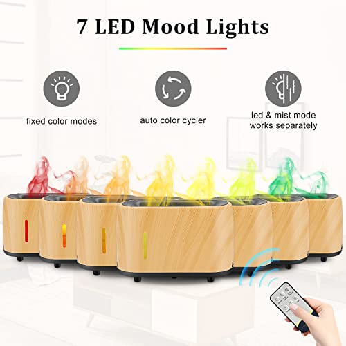 Essential Oil Diffusers, Flame Air Diffuser Humidifier, 240Ml Aromatherapy Diffuser With 7 Color Changing Modes & Waterless Auto-Off Protection For Bedroom Home, Office, Spa, Gym, Etc. (Wood Color) #TOP1