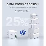 USB C Wall Charger Block, 2Pack 60W 5-Port C Charger Fast Charging Block PD Power Adapter +QC 3.0 Multiport Type C Box Brick Cube USB A Wall Plug for iPhone 15/16/17 Pro Max Plus, iPad,Samsung Galaxy - Image 4