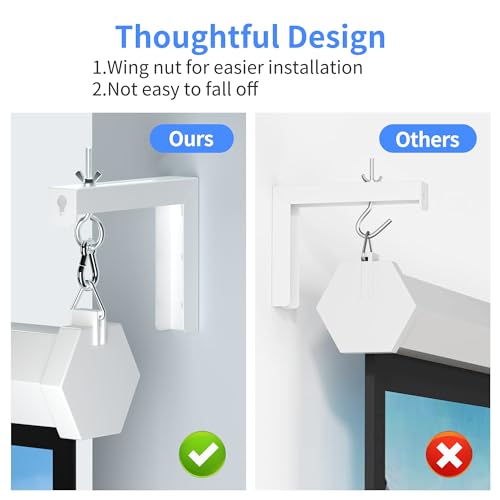 Image of XINLEI Universal Projector Screen Wall Mount L-Brackets Hanging Ceiling Mount, 6 inch Adjustable Extension with Hook for Home Projector and Movie Screens, Hold up to 66 lbs, White PRL003W
