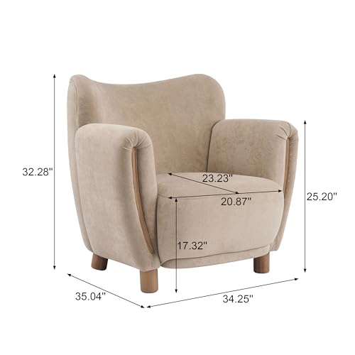 Christopher Knight Home Beba Low Profile Wingback Accent Chair Set of 2, Velvet Club Chair, Bedroom Comfy Reading Chair, Wooden Living Room Single Lounge Sofa, Light Brown by Christopher Knight Home - Used condition - Image 4