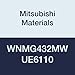 Mitsubishi Materials WNMG432MW UE6110 CVD Coated Carbide WN Type Negative Turning Insert with Hole, MW Breaker with Wiper, Trigon, 0.5" IC, 0.187" Thick, 0.031" Corner Radius (Pack of 10)