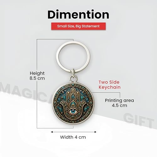Image of MG | Protective Evil Eye /Spiritual Symbols /Om /Motivational Keychains | Double-Sided Metal Key Ring | Good Luck and devine Charm for Car, Bike, Home & Office
