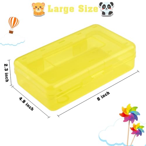 Caixa de lápis, estojo de lápis transparente de grande capacidade, pacote com 3 estojos rígidos, cai