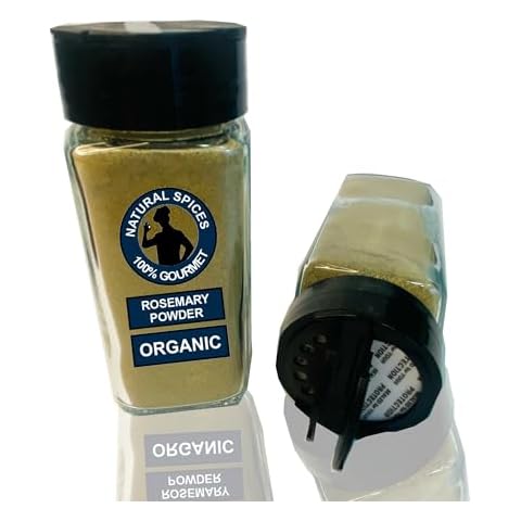 Natural - Organic Rosemary Powder, No artificial Color - No artificial Flavor - No Preservatives Rosemery Powder in Glass Shaker by 100% Gourmet - No MSG and No GMO Romero en Polvo Cover