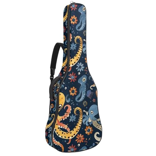 Housse guitare acoustique 109 cm imperméable sac à dos Oxford bleu avec poches