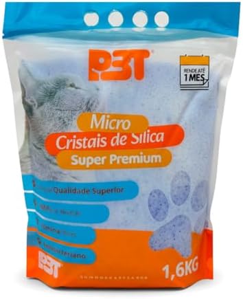 Areia Cristais de Sílica Micro Premium P3T para Gatos Absorção 10...