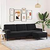 Confort généreux : ce canapé 3 places moderne de 210 cm de large, associé au repose-pieds de 70 x 55 x 41 cm (41 cm de hauteur d'assise chacun), offre un espace de détente idéal pour jusqu'à trois personnes. Il comprend un canapé et un tabouret, ce qui en fait une solution complète pour votre salon.