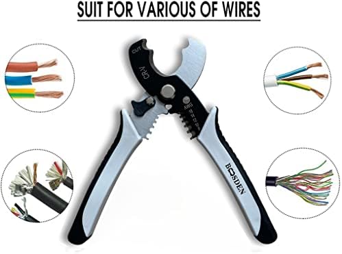 Wire Cutters Stripper, BOOSDEN 8 inch Cable Cutters, Awg Wire Cutters,Precision Wire Stripper,Heavy Duty Cable Cutters, Spring Cable Cutting Pliers for Aluminum Wire,Communications Cable Cutting