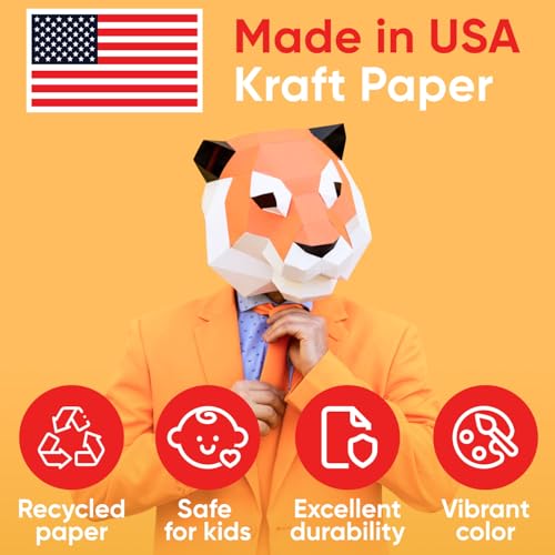 Image of USA Made 18 inch x 1200 inch Orange Kraft Paper Roll, 45 lbs Thickness, American Quality Colored Kraft Paper for School, Bulletin Board for Kids - Odorless, Non-Toxic, Safe | American Quality Colored Kraft Paper for School, Bulletin Board for Kids - Odorless, Non-Toxic, Safe