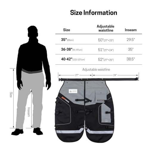 YARDMARIS Technical Version Chainsaw Chaps, Protective Chainsaw Pants,Safety Apron with Pocket, Class B