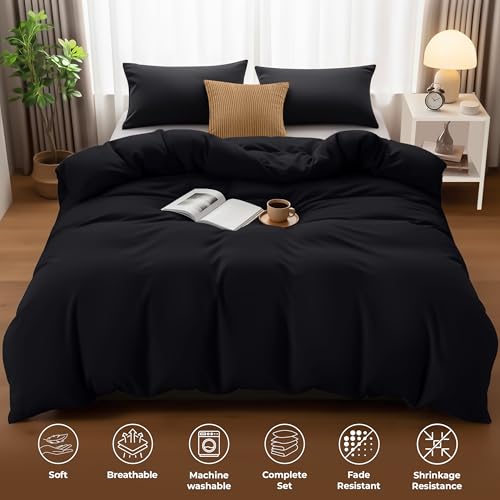 Utopia Bedding King Size Duvet Cover - Soft Microfibre Polyester Bedding Quilt Cover Set with Pillow cases - (Black)