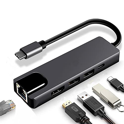 Gewbot USB Type-C Docking Hub Support 4K HDMI + USB 2.0 Ports x 2 + Type C Fast Charging + Ethernet LAN Port/C Conversion Adapter for MacBook/P30/Mate20, Compatible Device Type C Models