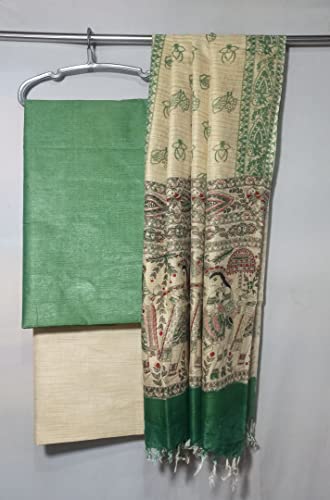Image of ZERATEX Cotton Silk Hand Crafted Unstitched Suit Set for Women with Dupatta | Cotton Silk Salwar Suit Dress Material for Women & Girls | Top - 2.5 M, Bottom - 2.50 M & Dupatta - 2.5 M