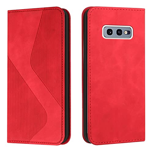 Étui à rabat pour téléphone compatible avec Samsung Galaxy S10E rouge