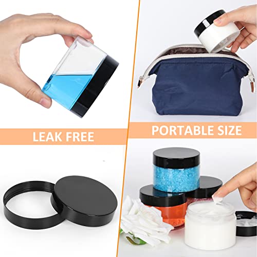 Jaisie.w 4Oz Plastic Containers With Lids 48Pack, Clear 4 Oz Plastic Jars With Lids&Labels- Refillable Cosmetic Small Containers With Black Screw Lid/Slime Containers (4 Fl.oz, 48Pack) #TOP1