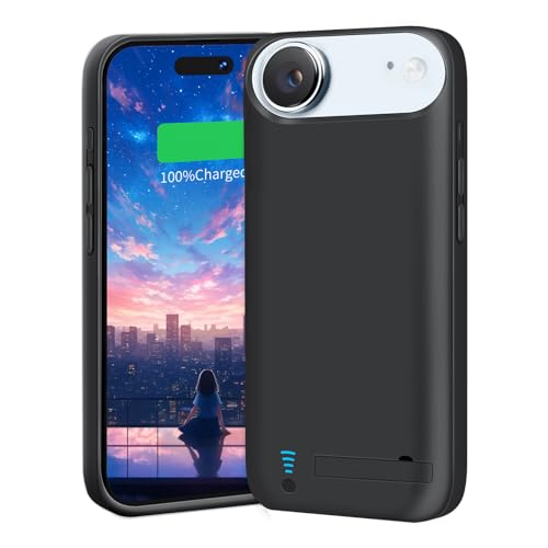 BAHOND Battery Case for iPhone 17 Air, 6000mAh Rechargeable Extended Battery Charging/Charger Case, Add 100% Extra Juice (6.5 Inches) Black