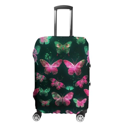 Neon Butterfly Suitcase Covers Luggage Protector - Travel Elastic Baggage Case Protective, Washable Anti-scratch Large Suit Case Cover for Suitcases Fits 19-32 Inch Luggages S
