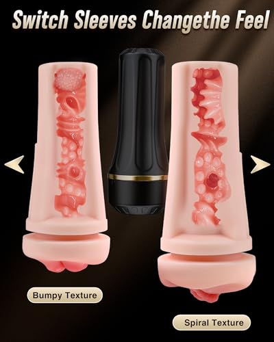 Image of EINSEO Male Masturbator with Dual Sleeves - 7.5in Pocket Pussy & Mouth Textured Soft Fleshy TPE Channel Sex Toys for Men, Adjustable Suction Male Manual Stroker, Penis Training Enema Toy, Sex Machine
