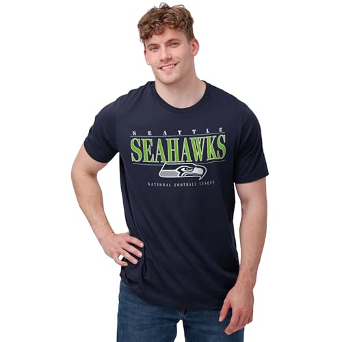 FOCO Seattle Seahawks NFL Mens Signature Bar T-Shirt - Navy - XXL