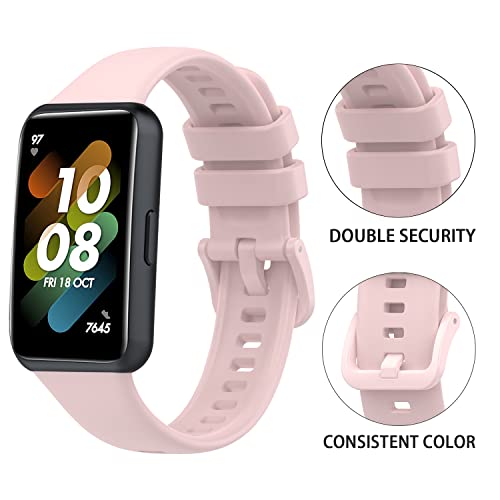 Wuwocj 2-Pack Soft Silicone Sport Bands Compatible With Huawei Band 7 Smartwatch (Pink/White) #TOP4
