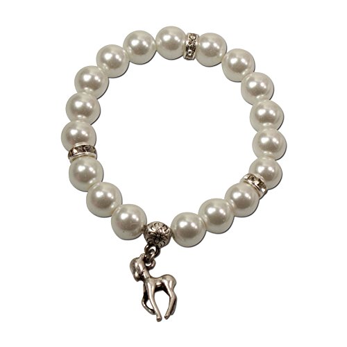 Preisvergleich Produktbild Alpenflüstern Perlen-Trachten-Armband Bambi-Rehkitz - Damen-Trachtenschmuck, elastische Trachten-Armkette, Perlenarmband Creme-weiß DAB014