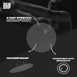 Skin Grip Adhesive Patches Compatible with Dexcom G7 & Stelo CGM – Waterproof & Sweatproof Cover for Continuous Glucose Monitor Sensor, Stays Secure for 10-15 Days – 20 Pack, Clear