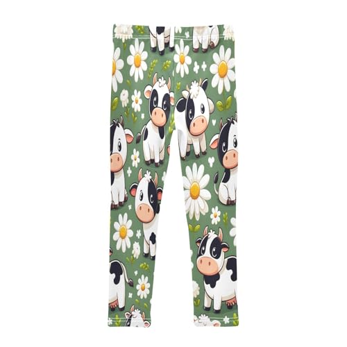 Toddler Girls Leggings Printed Yoga Pants Leggings Cow White Daisy for Kids2