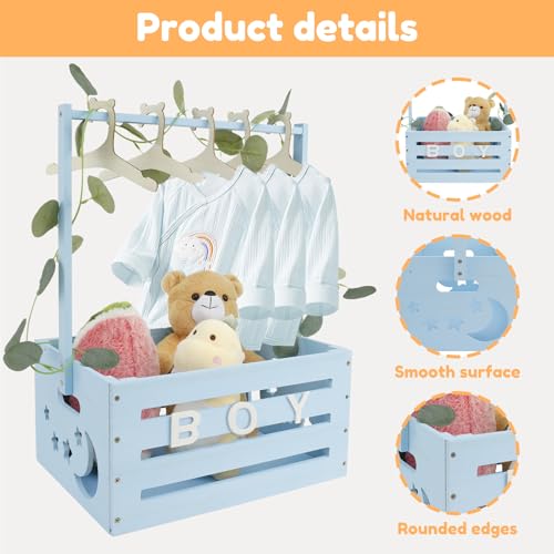 Panier de rangement en bois authentique et sa guirlande décorative pour bébé