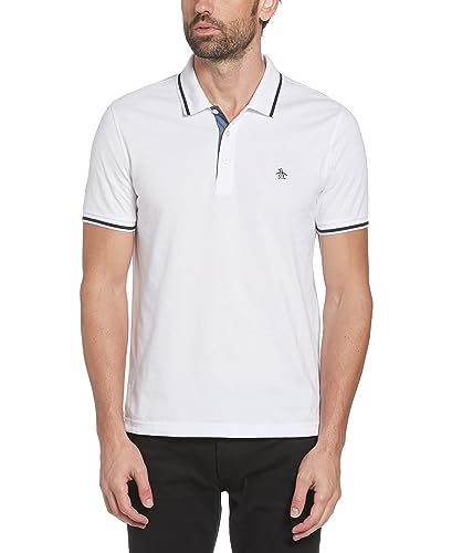 Original Penguin Men's Contrast Tipping Short Sleeve Polo Shirt, Bright White, XX-Large
