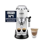 De'Longhi Dedica - Cafetera de Bomba de Acero Inoxidable para Café Molido o Monodosis, Cafetera para Espresso y Cappuccino, Depósito de 1.3 Litros, Sistema Anti-goteo, EC685.W, Blanco