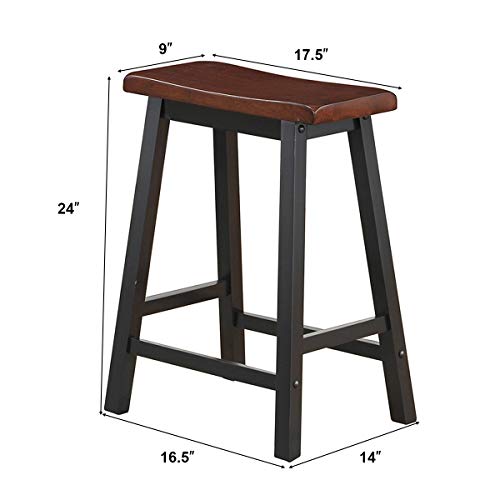 Costwaysaddlestoolssetof224inchheightvintagecounterheightchairswithsolidwoodlegsmodernbacklessdesignindoorbarstoolsforkitchendiningpubandbistrobrown  Urban Country Home Decor Costway saddle stools set of 2 24 inch height vintage counter height chairs with solid wood legs modern backless design indoor bar stools for kitchen dining pub and bistro brown  urban country home decor