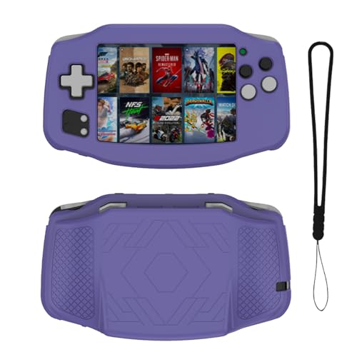 NOUKAJU Case for ANBERNIC RG 34XX Handheld Game Console, Retro Game Console Case with Lanyard,Anti-Drop, Anti-Scratch,Shockproof,Silicone Protective Cover for RG 34XX Handheld Game Console(Purple)