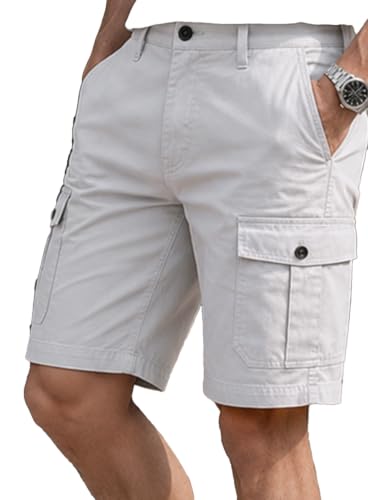 Image of Men's 100% Cotton Rich Straight Fit Solid Shorts with Side Pockets | Casual Summer Half Pants with 6 Pockets | Comfortable Mid-Rise Cotton Shorts