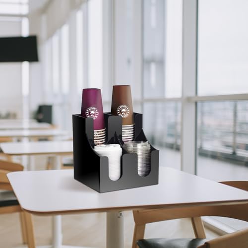 Support gobelets papier acrylique noir : organisateur de table compact - 8
