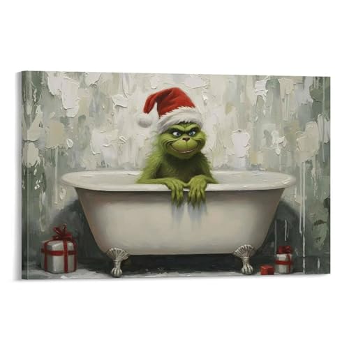Grinches Gallery Wall Art Prints Christmas Bathroom Decor Funny Bathroom